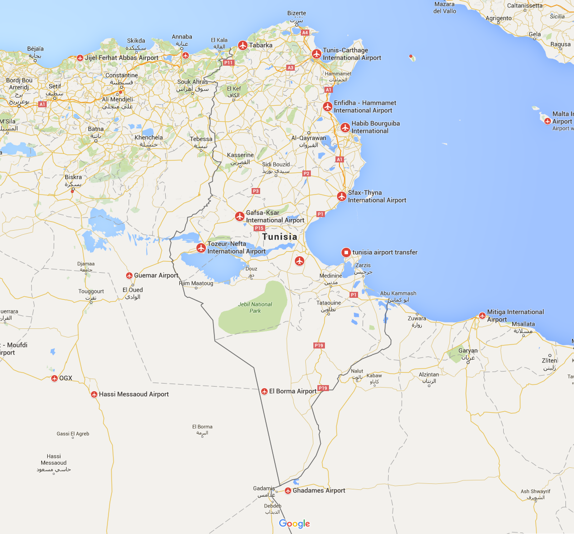 TUNISIA AIRPORTS MAP